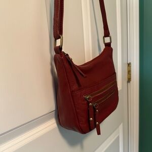 Dark Red Leather Crossbody Bag